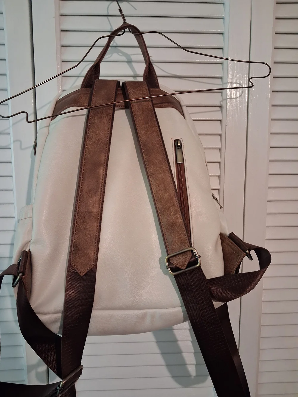 Cream & Brown Backpack Purse